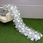guirlande florale artificielle rose blanche décoration mariage anniversaire extérieur classique 200cm 35cm