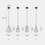 suspension lumineuse vintage verre transparent diamant gravé noir vert amber salon restaurant chambre