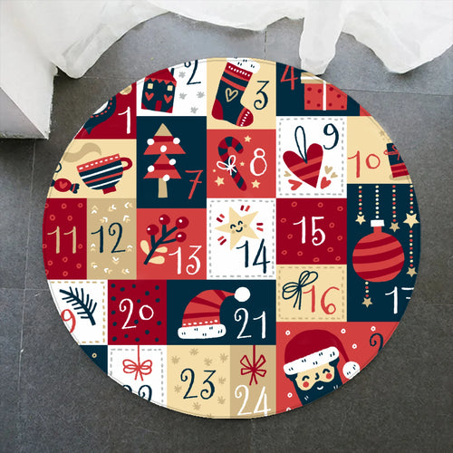 tapis noël décoratif polypropylène rouge bleu numéro motif arbre neige 80cm 120cm