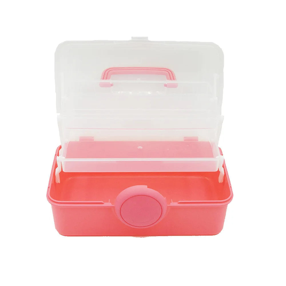 boîte rangement 25 compartiments violet rose pratique moderne boucle plastique lisse