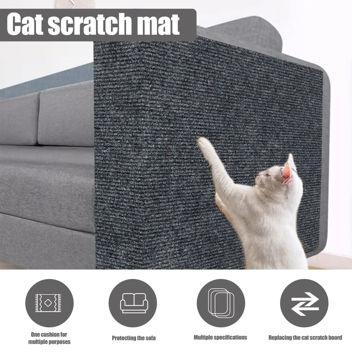 tapis grattage chats gris foncé texture rugueuse adhésif moderne protection meuble intérieur