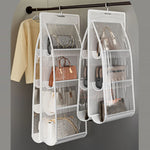 sac main blanc gris maille transparente moderne crochets métalliques réutilisable pvc utilisation multiple organisateur