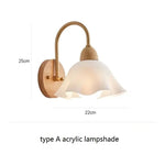 lampe murale bois clair fleur scandinave minimaliste chambre coucher éclairage quotidien led opaque
