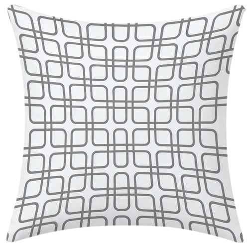 lot housses coussin rectangulaires motifs géométriques gris blanc salon moderne