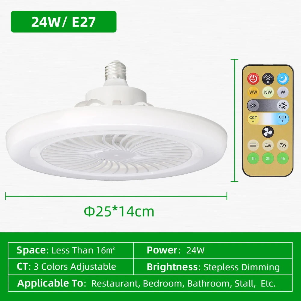 ventilateur combi lampe blanc moderne vitesses télécommande 3000k 6500k dimmable