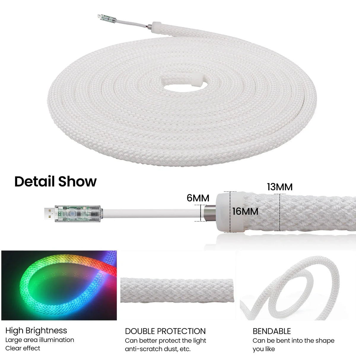 ruban led néon multicolore moderne flexible contrôleur usb app bluetooth ip67 étanche 360 lumiere