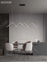 suspension lumineuse pendentif led moderne minimaliste ligne ondulée blanc opacité restaurant cuisine