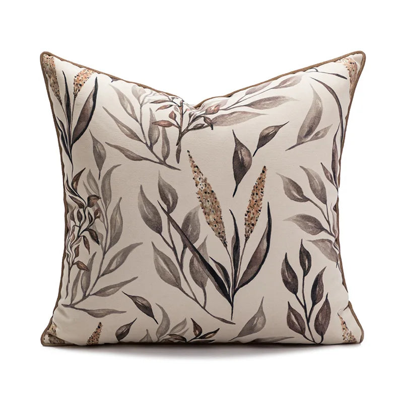 housse coussin beige marron motif rayé texture douce moderne opacité jacquard polyester décoration canapé