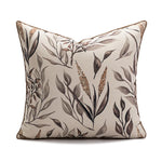 housse coussin beige marron motif rayé texture douce moderne opacité jacquard polyester décoration canapé