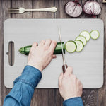 planches découper acier inoxydable double face durable alimentaires moderne poignée intégrée lisse brossée argenté