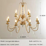 lustre doré cristal classique suspension ampoules led pendeloques semiopaque salle reception