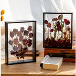 cadre bois moderne fleurs séchées transparent verre beige brun inch đen