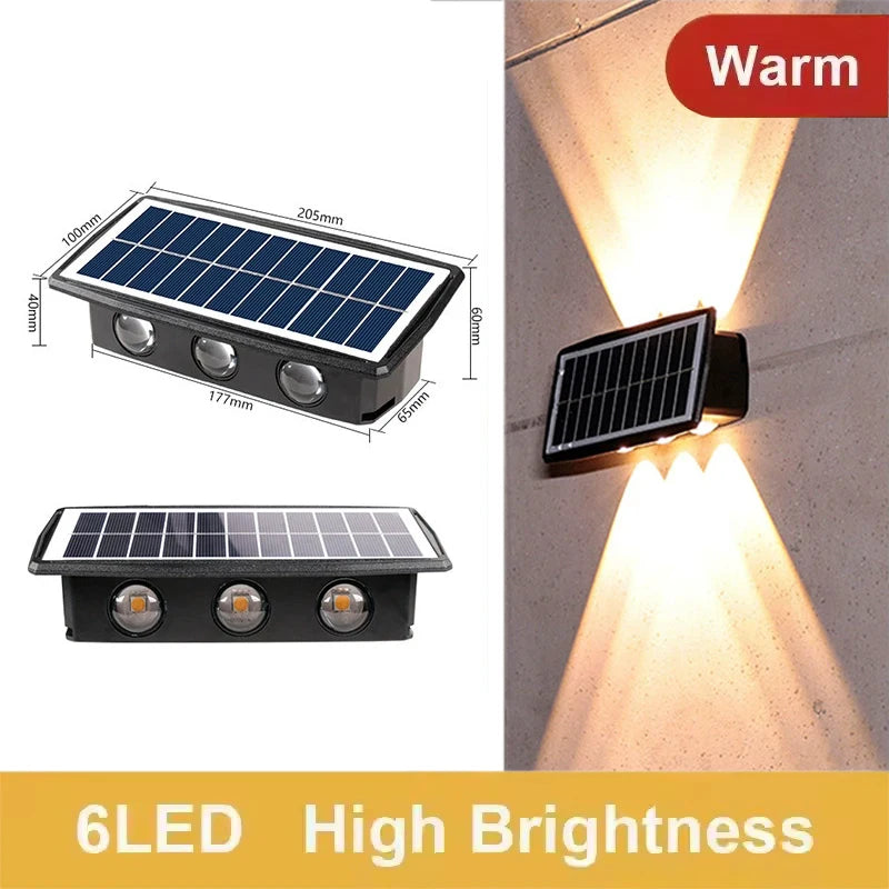 lumière solaire murale extérieure led moderne projection haut bas jardin