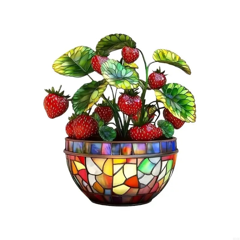 panneau suspendu multicolore acrylique mosaïque artisanal fleurs vases décoration extérieure fête ornement