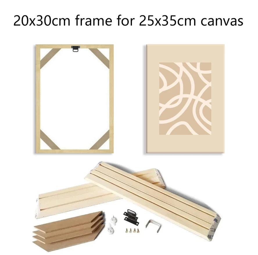 cadre mural bois naturel moderne 20x30cm clips kit crochets invisible affiche géométrique