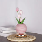 lampe table moderne rechargeable tulipes multicolores marbrées base métallique bleu rose orange violet rechargeable