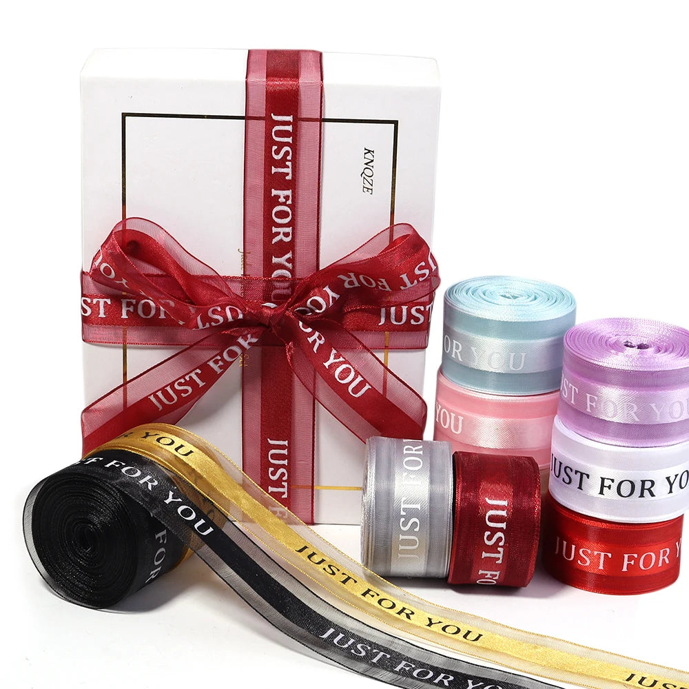ruban décoratif rouge bleu clair rose violet noir doré rayures just for you satiné