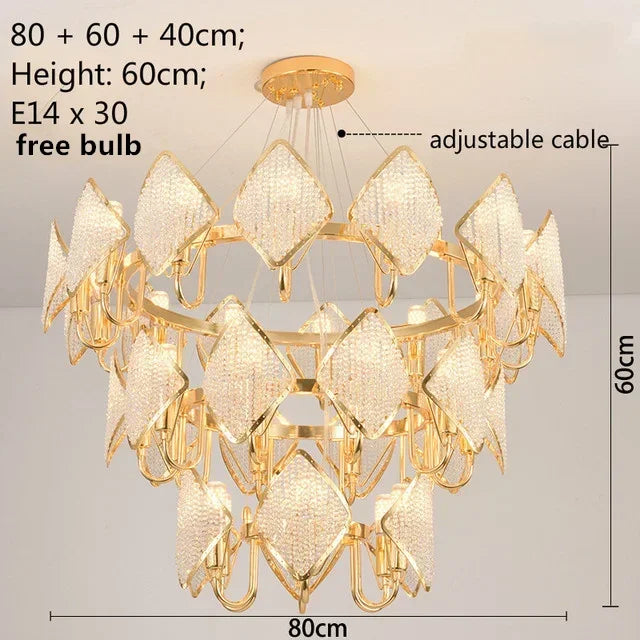 lustre moderne doré diamantées transparent salon led élégant chambre suspension