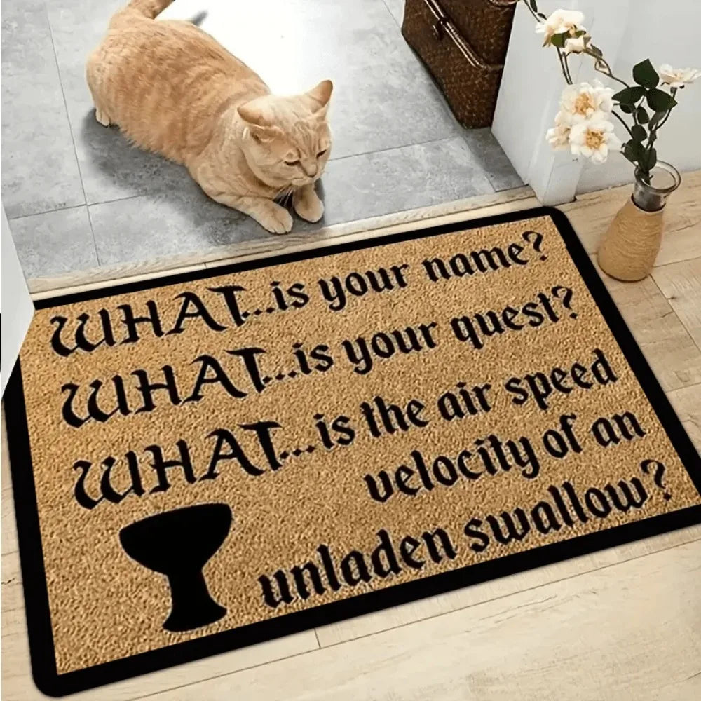 tapis d'entrée marron clair noir texte imprimé coquillage antidérapant moderne salon chambre coucher