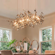 Suspension lumineuse moderne ornement feuilles métal couleur or bronze argenté