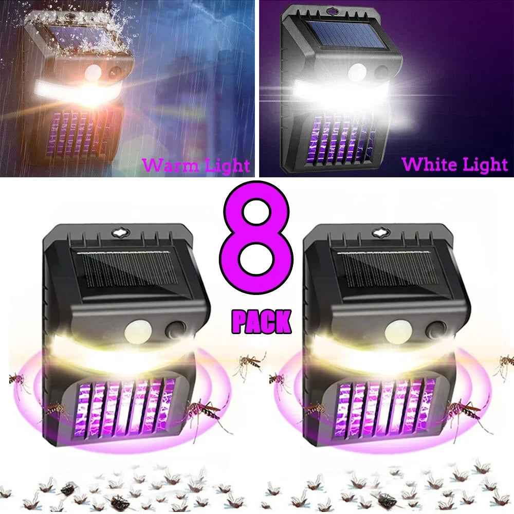 lampe anti moustiques solaire led noire capteur mouvement mode nuit vacances moderne pratique
