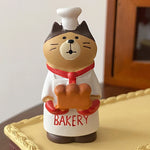 figurine animale kawaii résine blanc marron noir rose gris chapeau ruban bakery open chocolate
