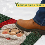 tapis sol décoration noël renne père noël merry christmas vert rouge floral imperméable antidérapant