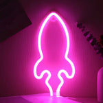 néon bleu rose fusée moderne chambre décoration veilleuse chambre opaque éclairage intérieur usb batterie