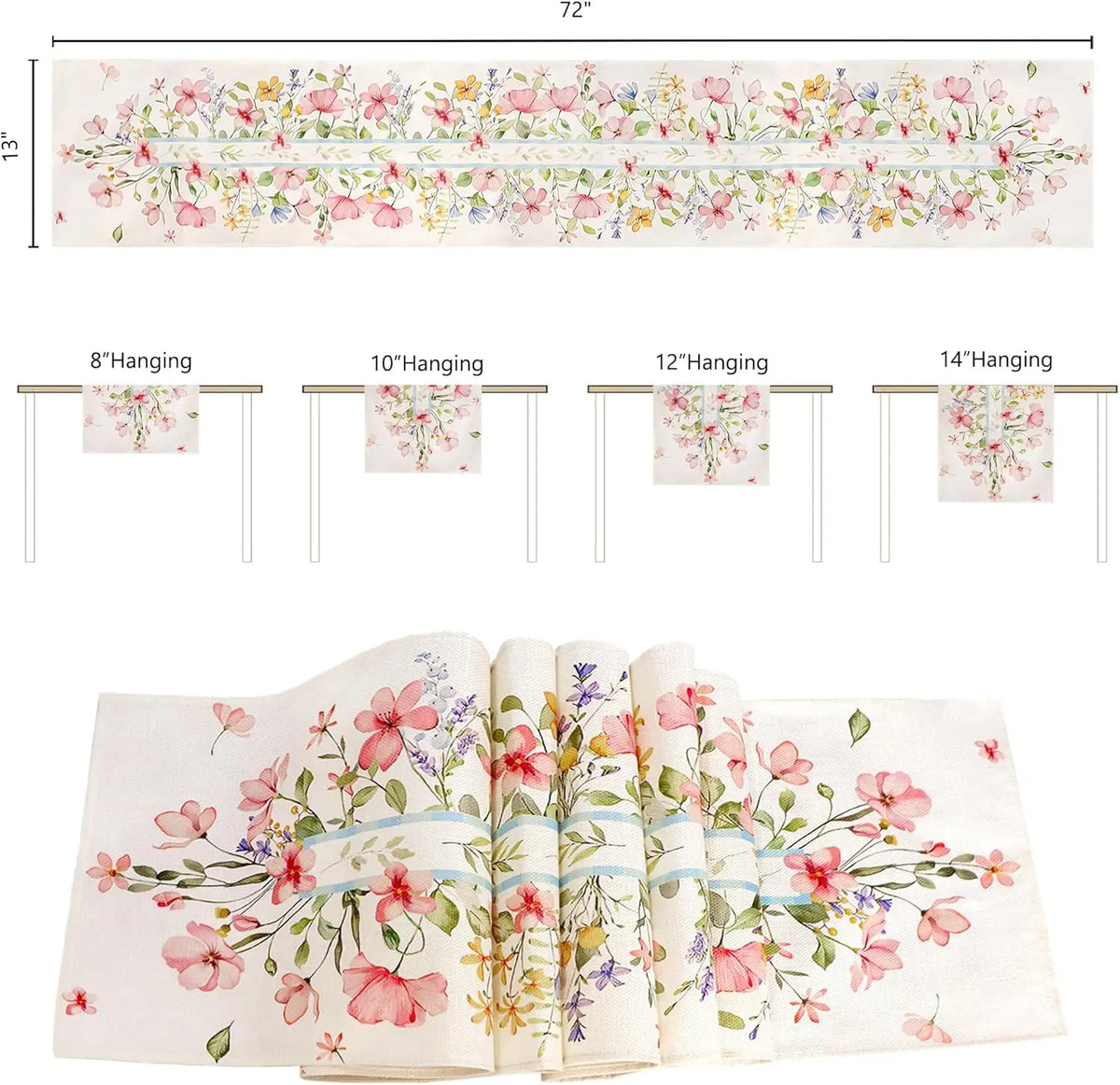 Un motif délicat de fleurs multicolores, notamment des orchidées et des lys roses, qui égaient la scène avec leur fraîcheur et leur beauté.