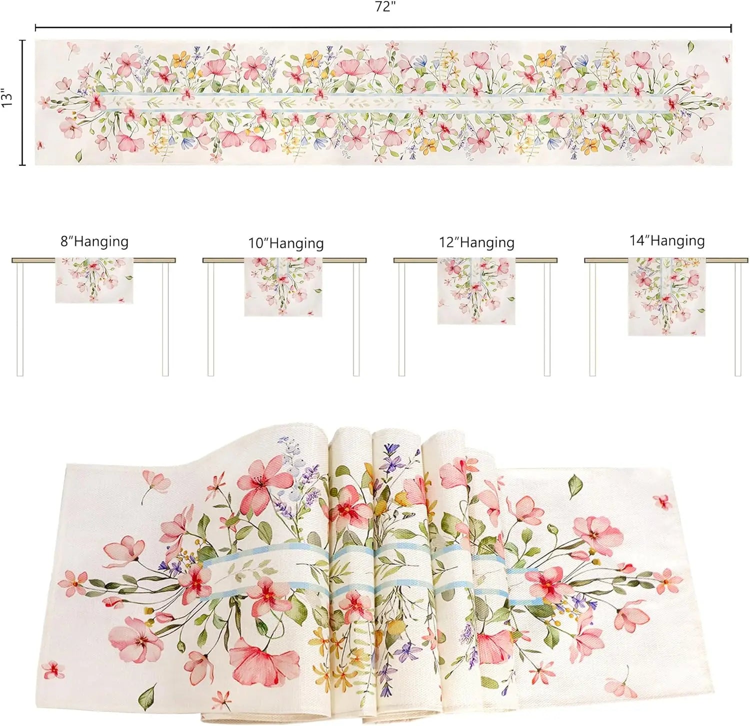 Un motif délicat de fleurs multicolores, notamment des orchidées et des lys roses, qui égaient la scène avec leur fraîcheur et leur beauté.