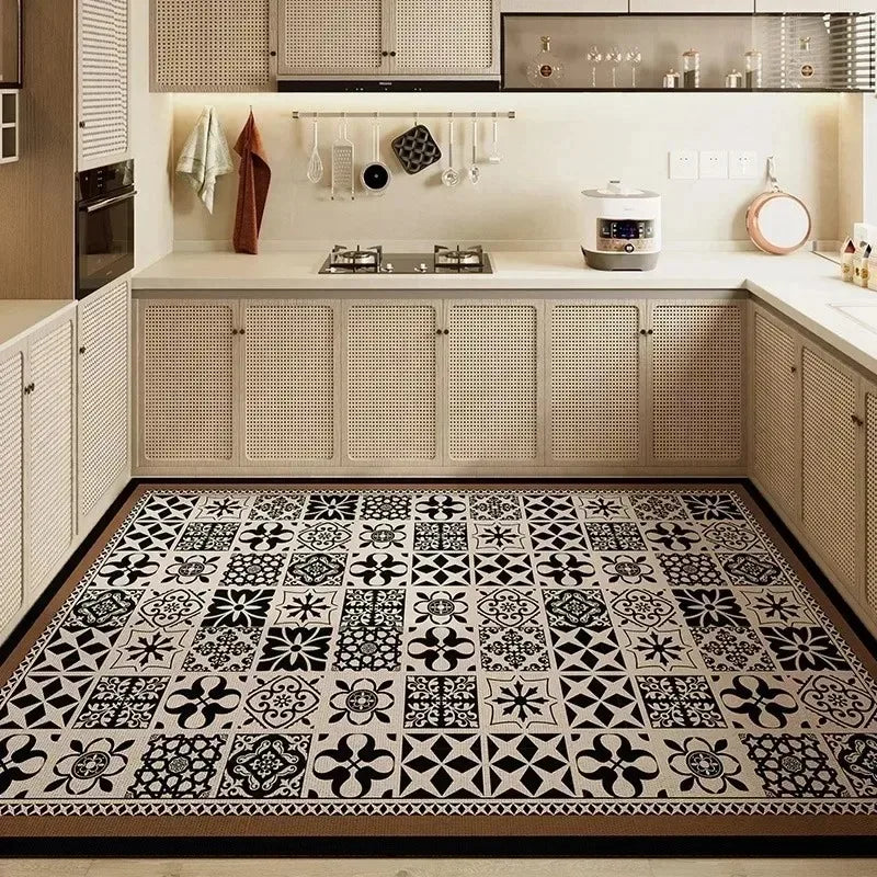 tapis noir blanc moderne élégant motifs géométriques texture douce salon chambre salle bain anti