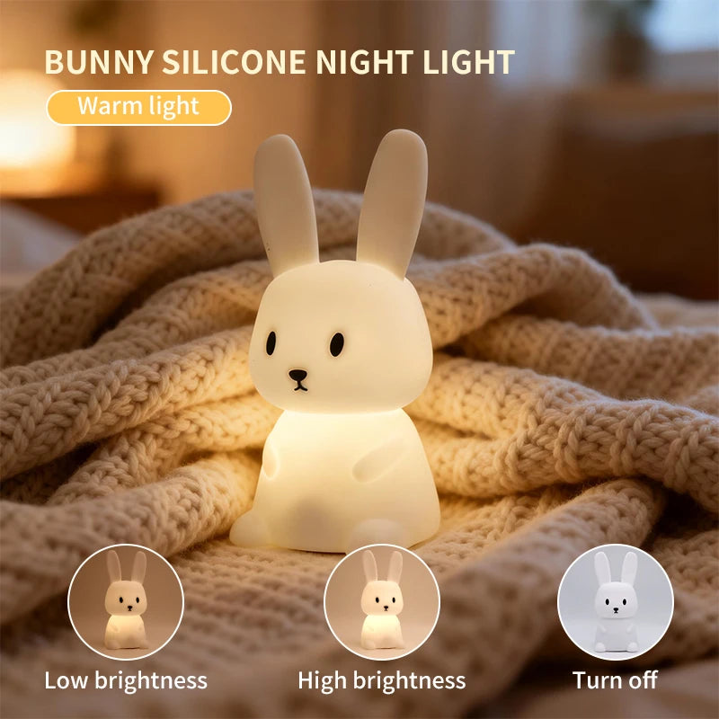 lampe table lapin blanc moderne veilleuse tactile sans fil certification rohs lumière douce chambre