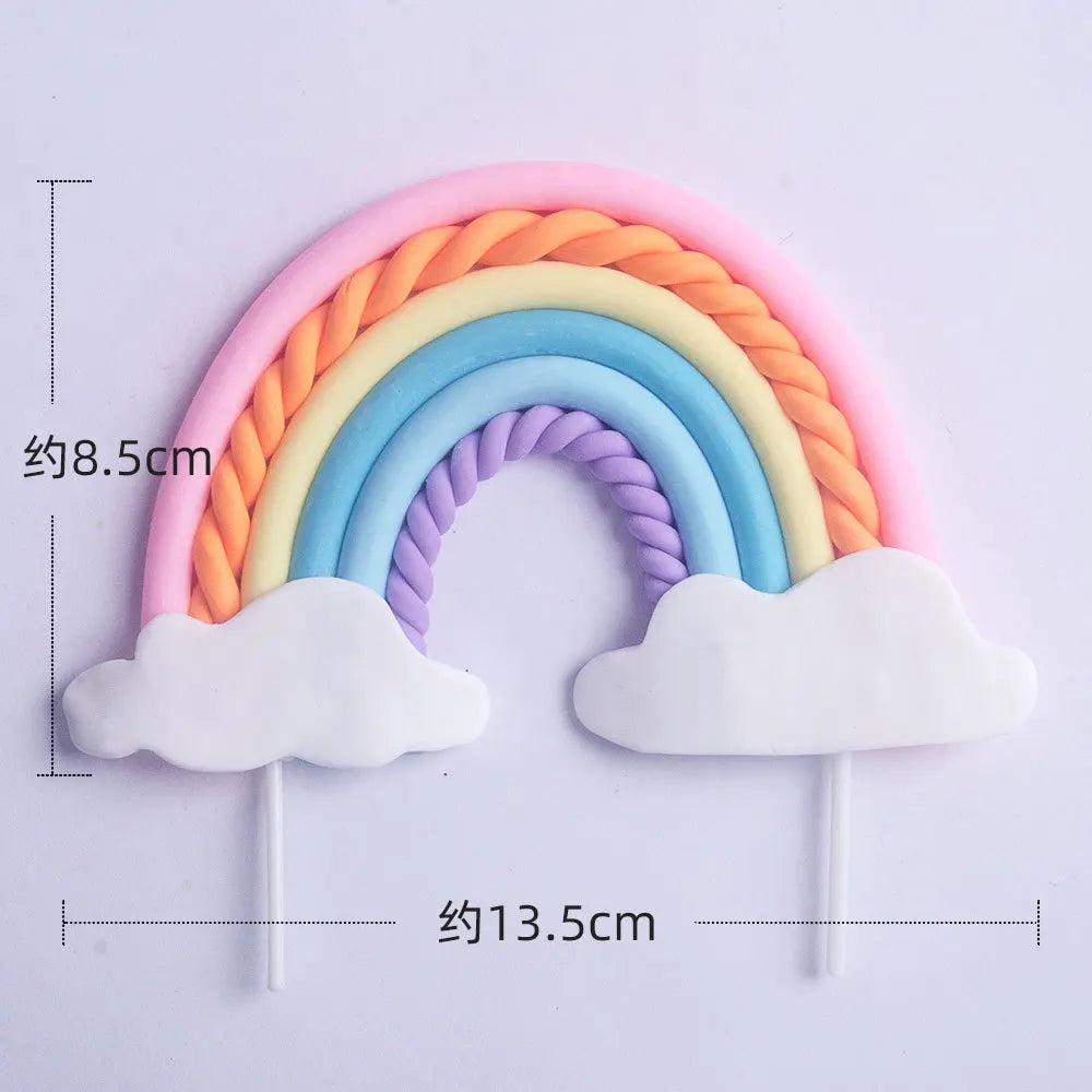 décoration gâteau licorne arc ciel nuages étoiles anniversaire enfant joyeux festif sixième troisième