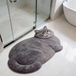 tapis bain gris imprimé chat doux contemporain antidérapant séchage rapide absorbant respectueux environnement 40x60cm