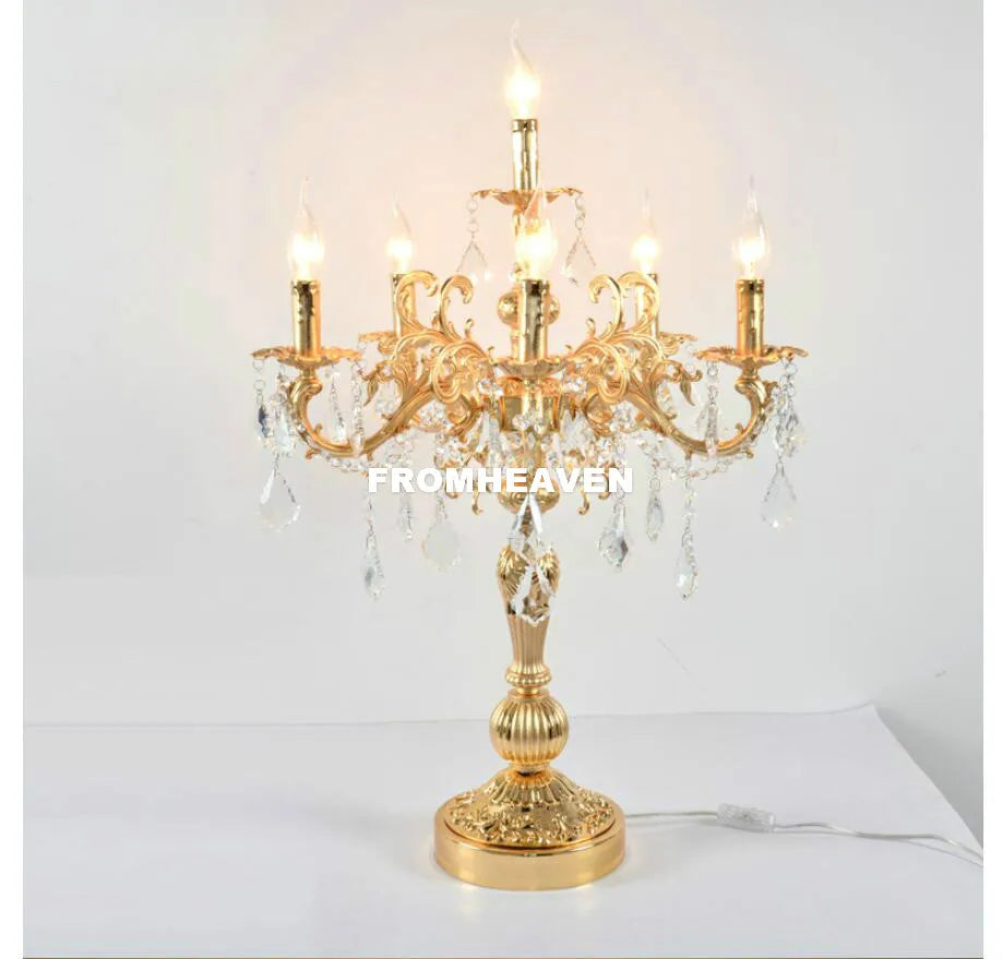 lampe poser or argent ornements baroques cristal led classique baroque