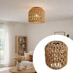 lampe suspendue tressée naturelle moderne rustique 13cm largeur anneau métallique déco maison