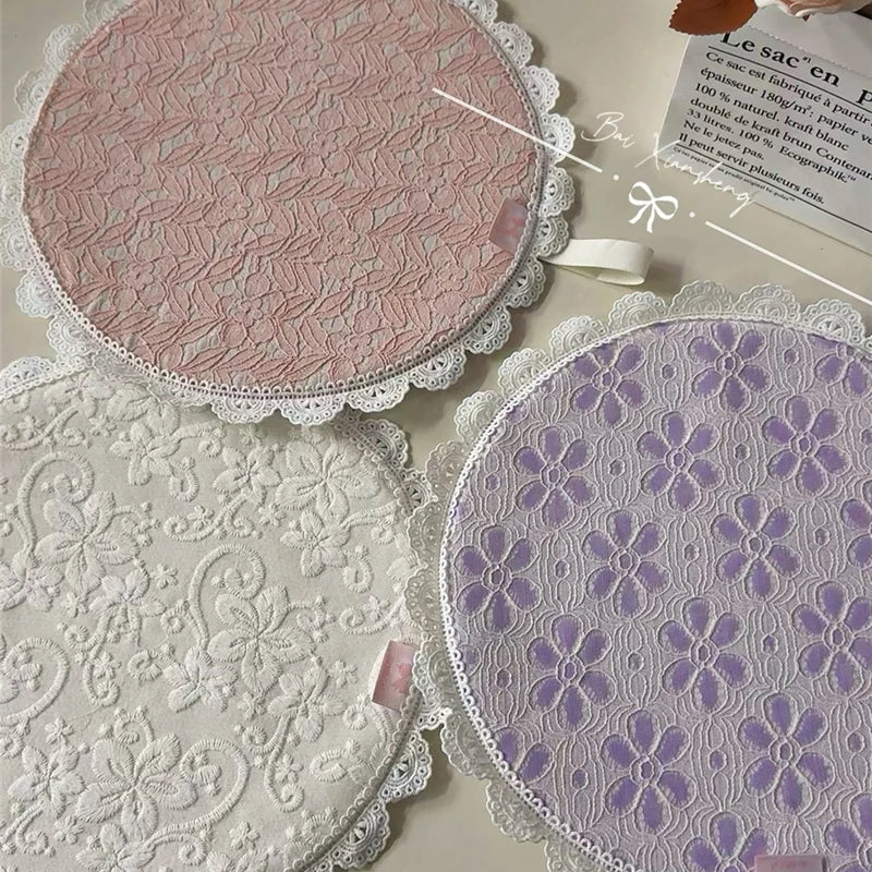 serviettes table dentelle rose clair blanc beige marron violet classiques opaques