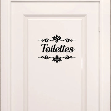 autocollant mural toilettes fleurs noir classique adhésif décoration intérieure vinyle pvc chambre bébé salle