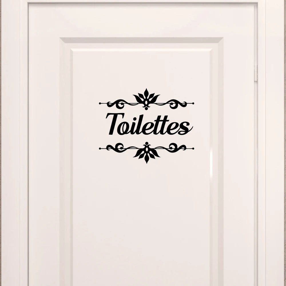 autocollant mural toilettes fleurs noir classique adhésif décoration intérieure vinyle pvc chambre bébé salle