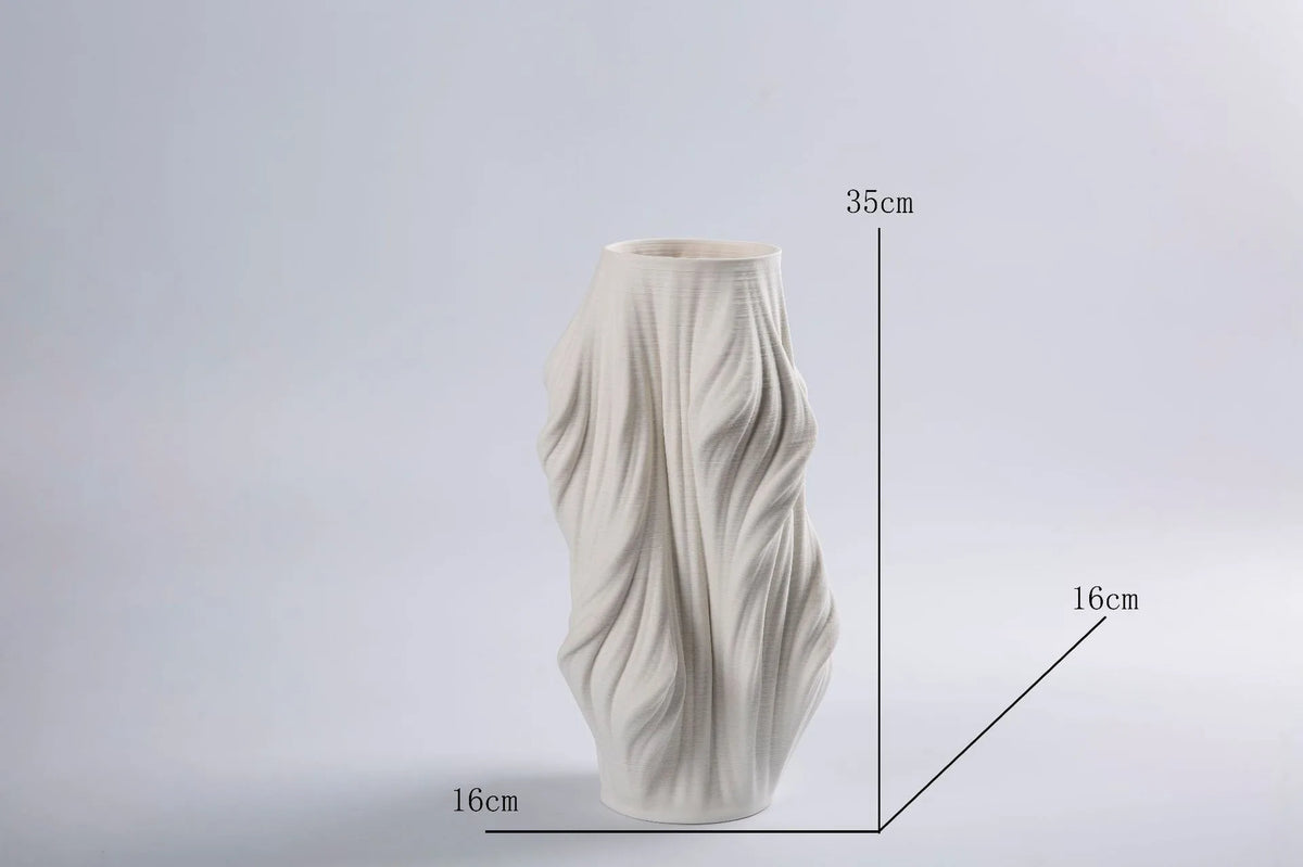 Vase contemporain porcelaine blanche noire bleue plissé moderne simple decoration table