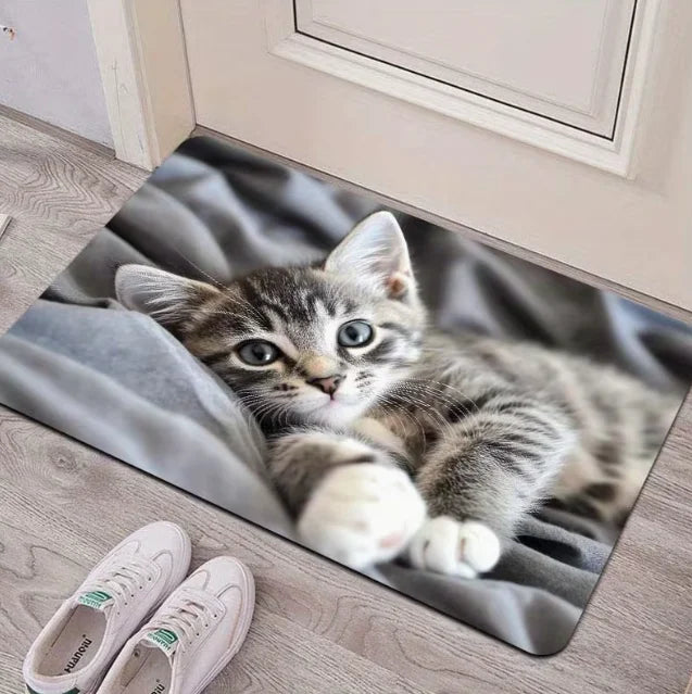 tapis sol moderne panda dessin animé noir blanc gris 80cm 60cm salon chambre bain
