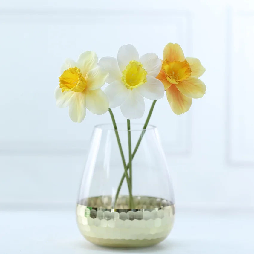fleurs artificielles jonquille printemps décoration intérieure mariage blanc jaune 38cm 20pièces