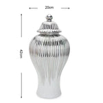 vase blanc doré rayures verticales moderne élégant couvercle décoration maison