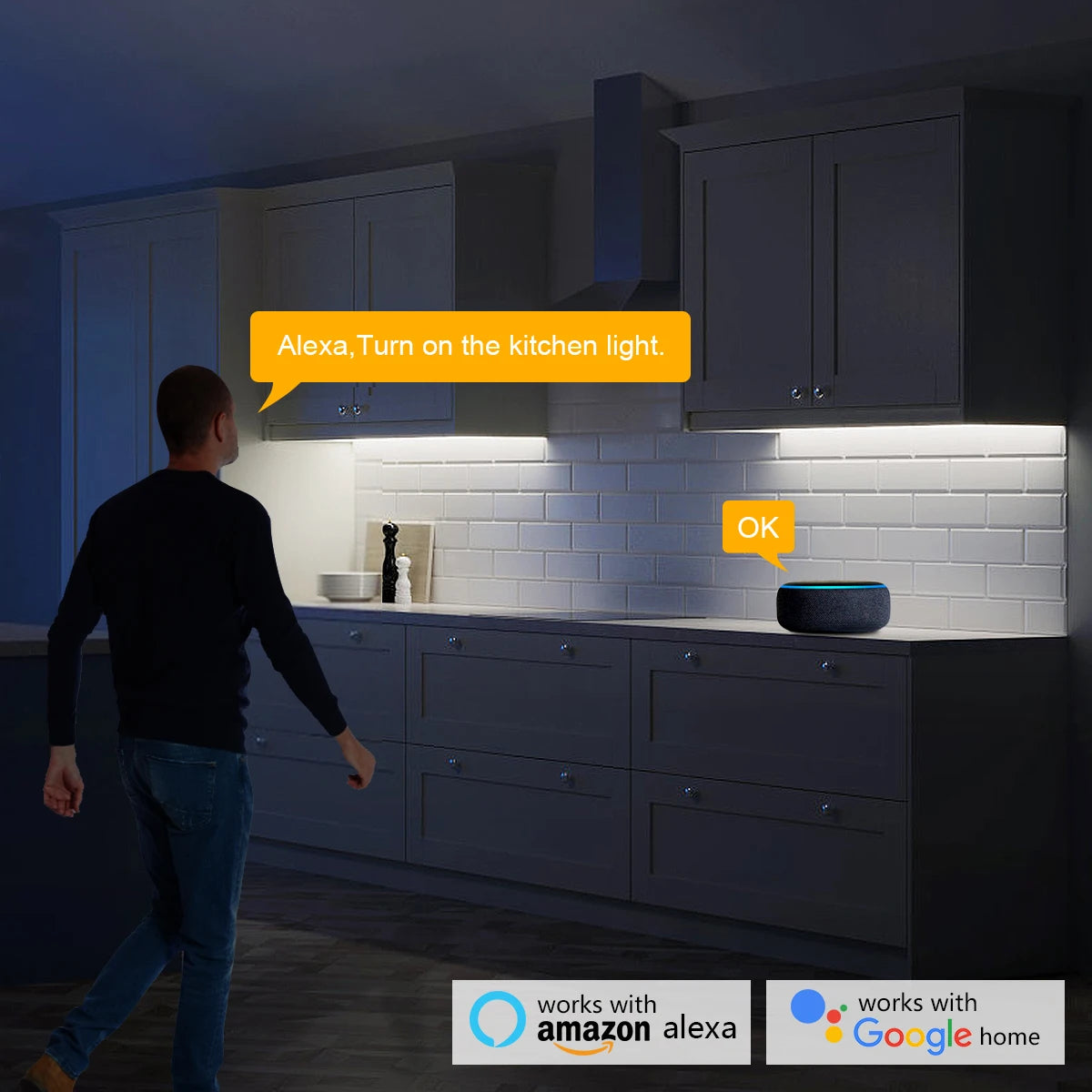 Ruban led cob blanc blanc chaud adhésif dimmable application tuya moderne contrôlabile alexa google