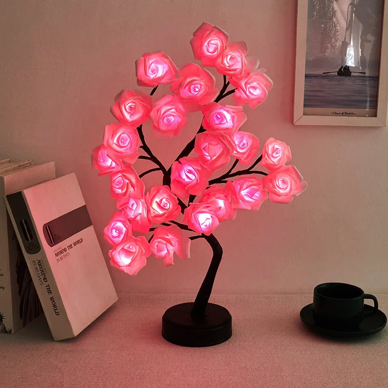 décoration noël lampe arbre rose led usb alimentée blanc multicolore contemporain minimaliste