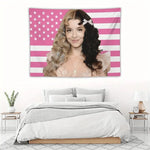 tapisserie moderne rayures étoiles roses blanches chambre salon lavable machine