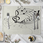 serviettes table moderne notes musicales beige clair tissu lin respectueux environnement