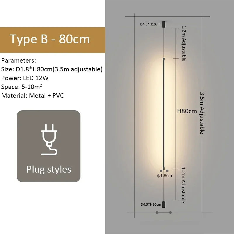 lampe poser moderne noire led adhésif 6w 10w lisse aluminium câble électrique