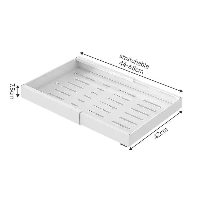 tiroir rangement cuisine blanc moderne minimaliste acier inoxydable extensible épices assiettes couvercles théière bouteilles