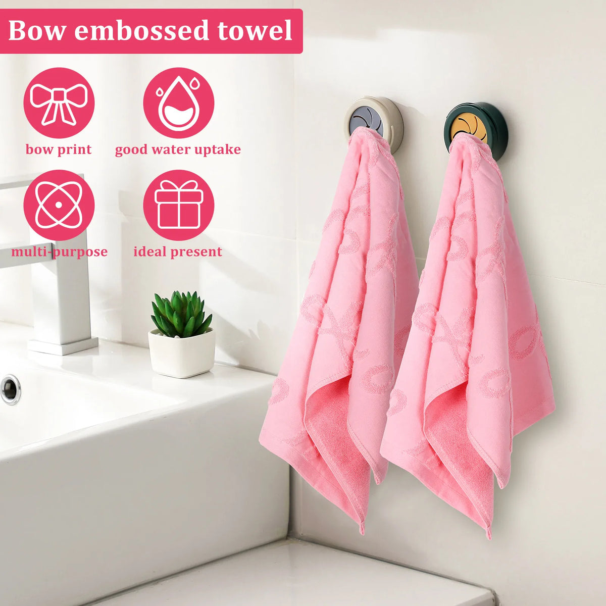 serviettes bain coton embossées rose moderne haute absorption 75x35cm set pièces